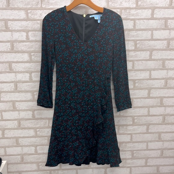 Draper James Black With Holly Berries Ruffle Dress 2 - Picture 1 of 8